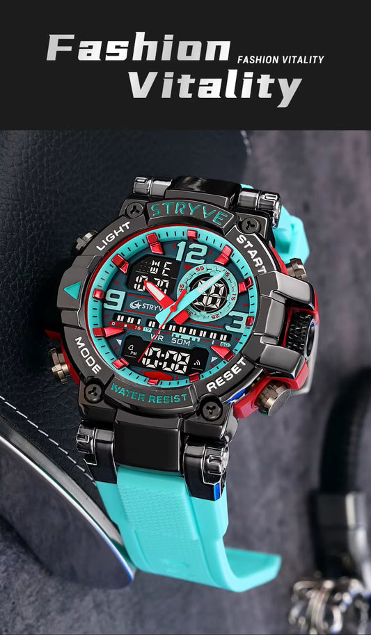 Thick Sports Watch Shock Resistant 50M Waterproof Wristwatch